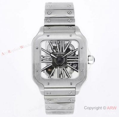 TW Factory Copy Cartier Santos Skeleton 39.8mm Stainless Steel Men Watch